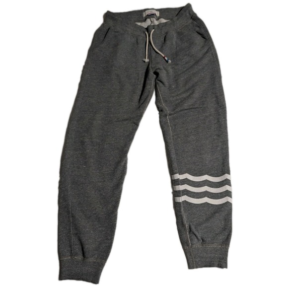 Sol Angeles Other - Sol‎ Angeles Jogger Sweatpants Men's Medium Gray Striped Leg Drawstring